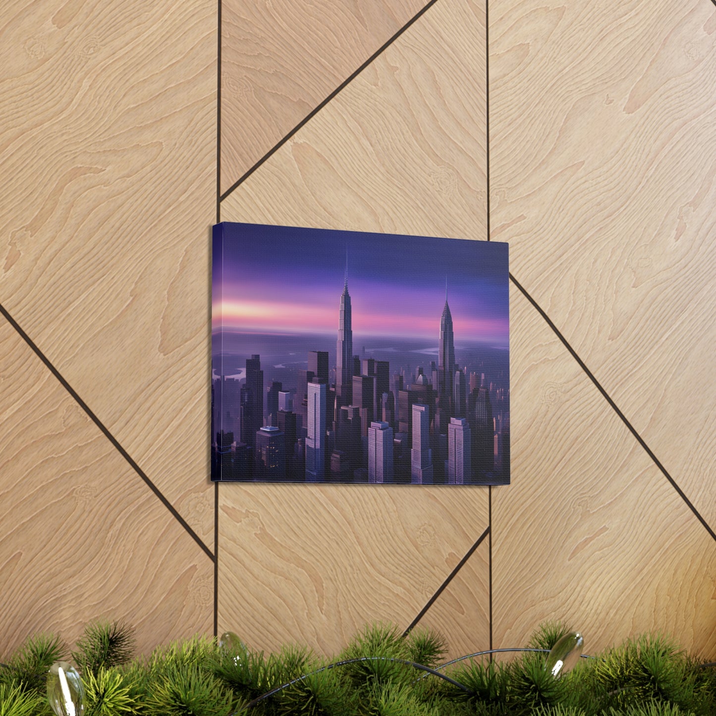 Purple Hues: Cityscape Wall Décor