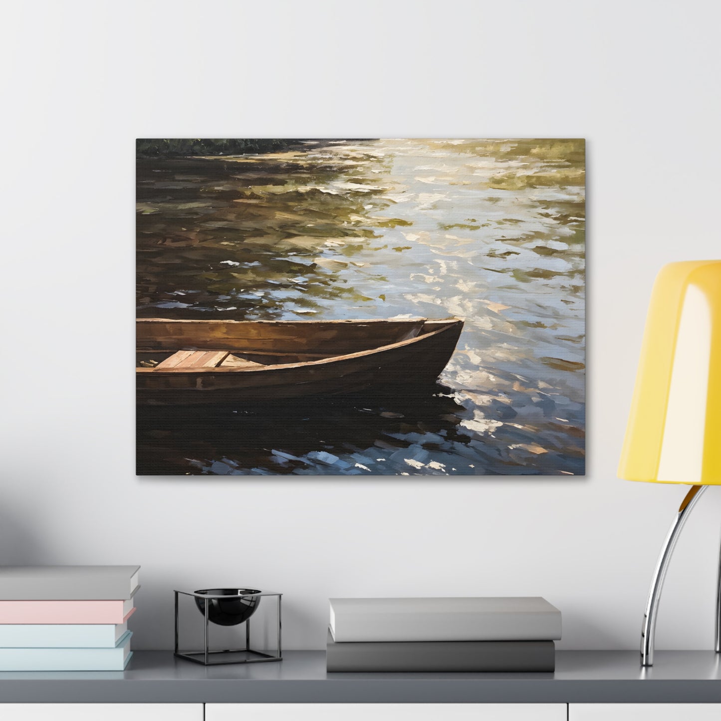 Serene Boat: Classic Oil Painting Wall Décor