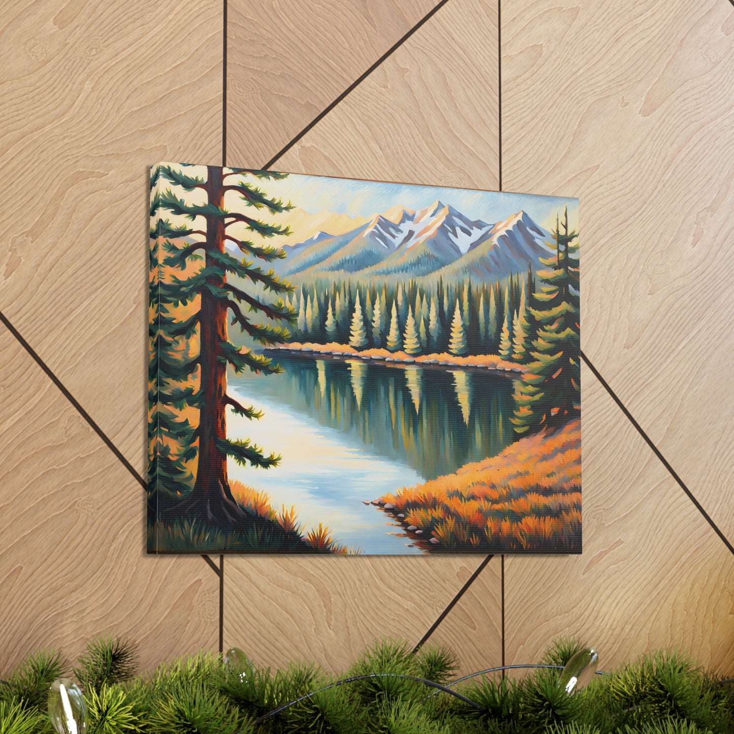 Mountain Reflections: Classic Oil Painting Wall Décor