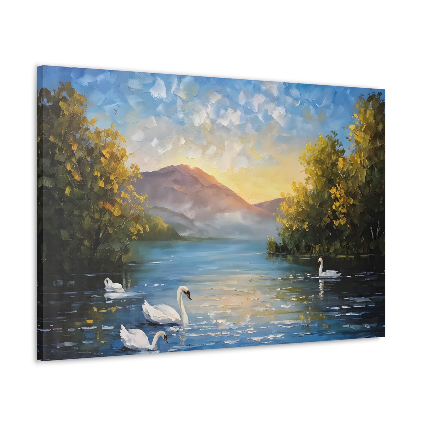 Gliding Swans: Classic Oil Painting Wall Décor