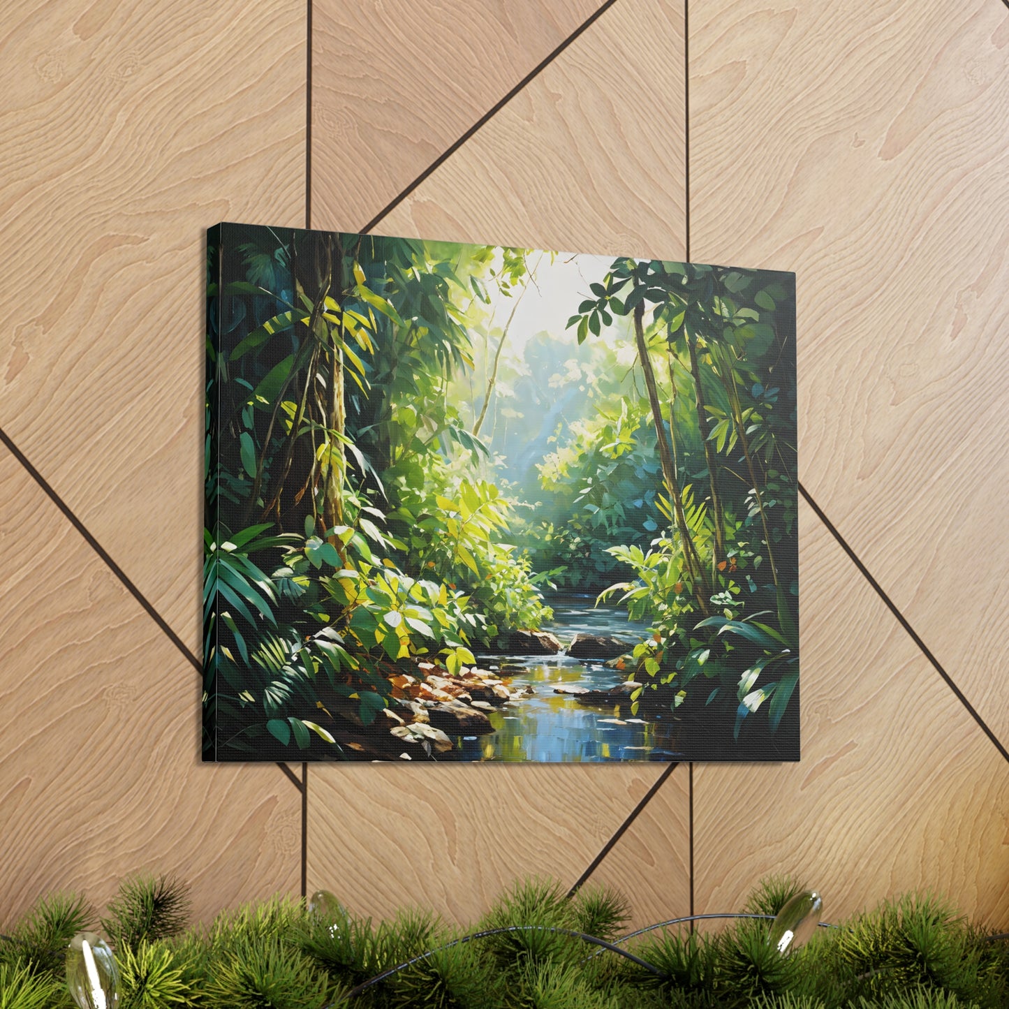 Verdant Stream: Classic Oil Painting Wall Décor