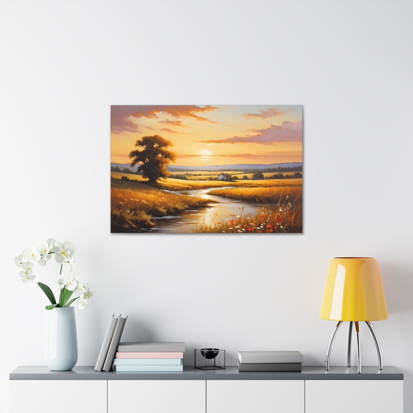 Amber Fields: Classic Oil Painting Wall Décor