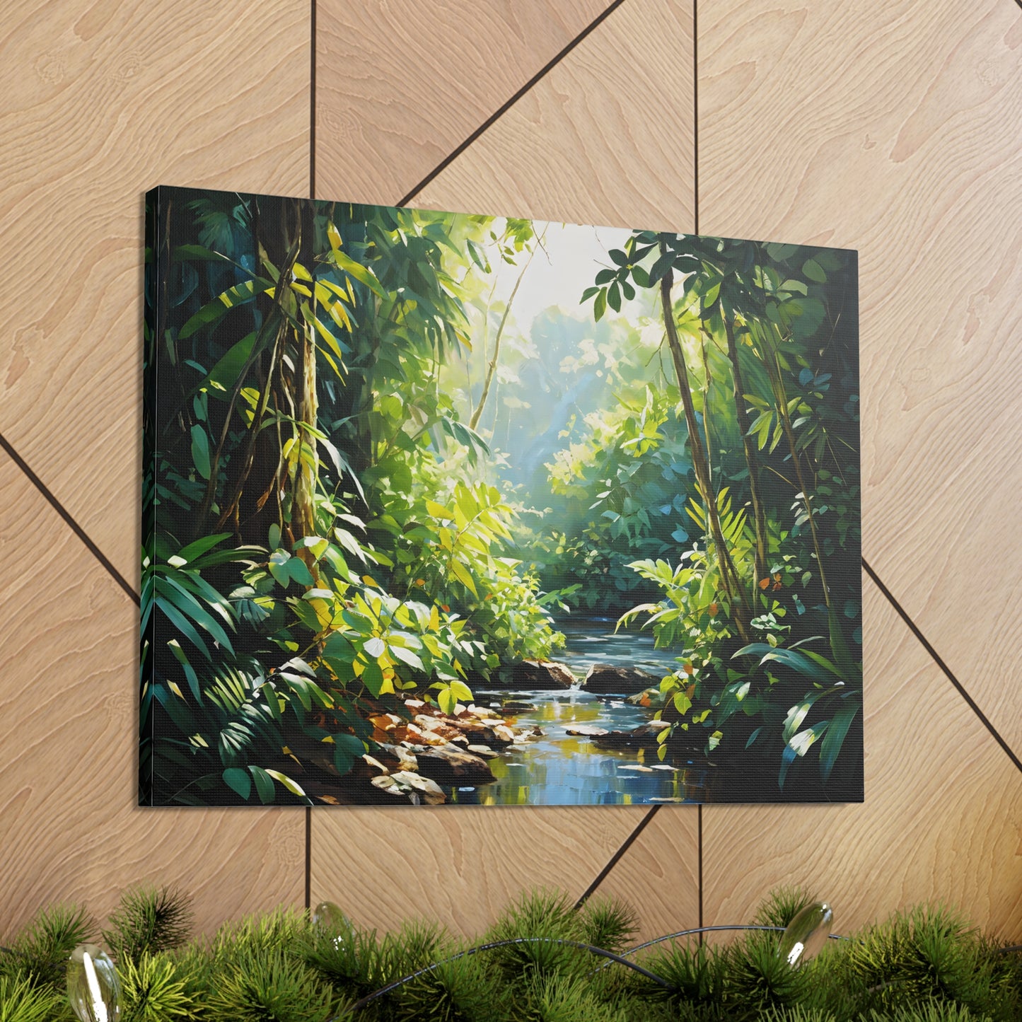 Verdant Stream: Classic Oil Painting Wall Décor