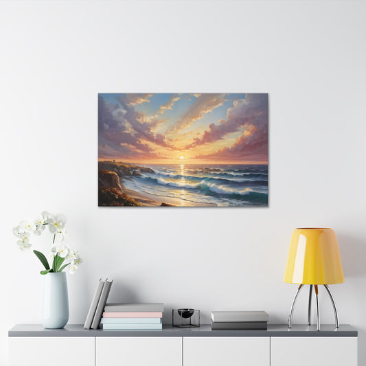 Coastal Sunrise: Classic Oil Painting Wall Décor