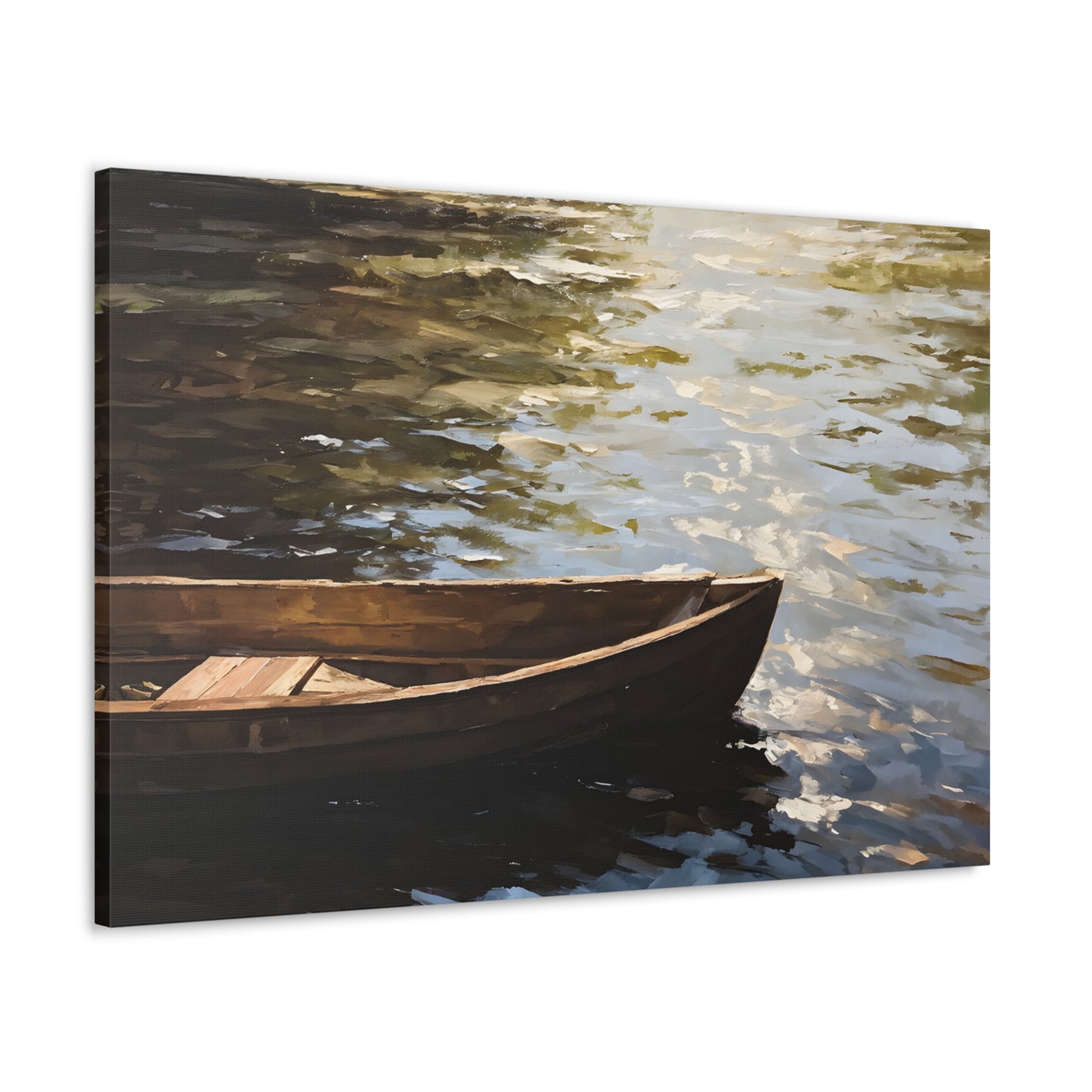 Serene Boat: Classic Oil Painting Wall Décor