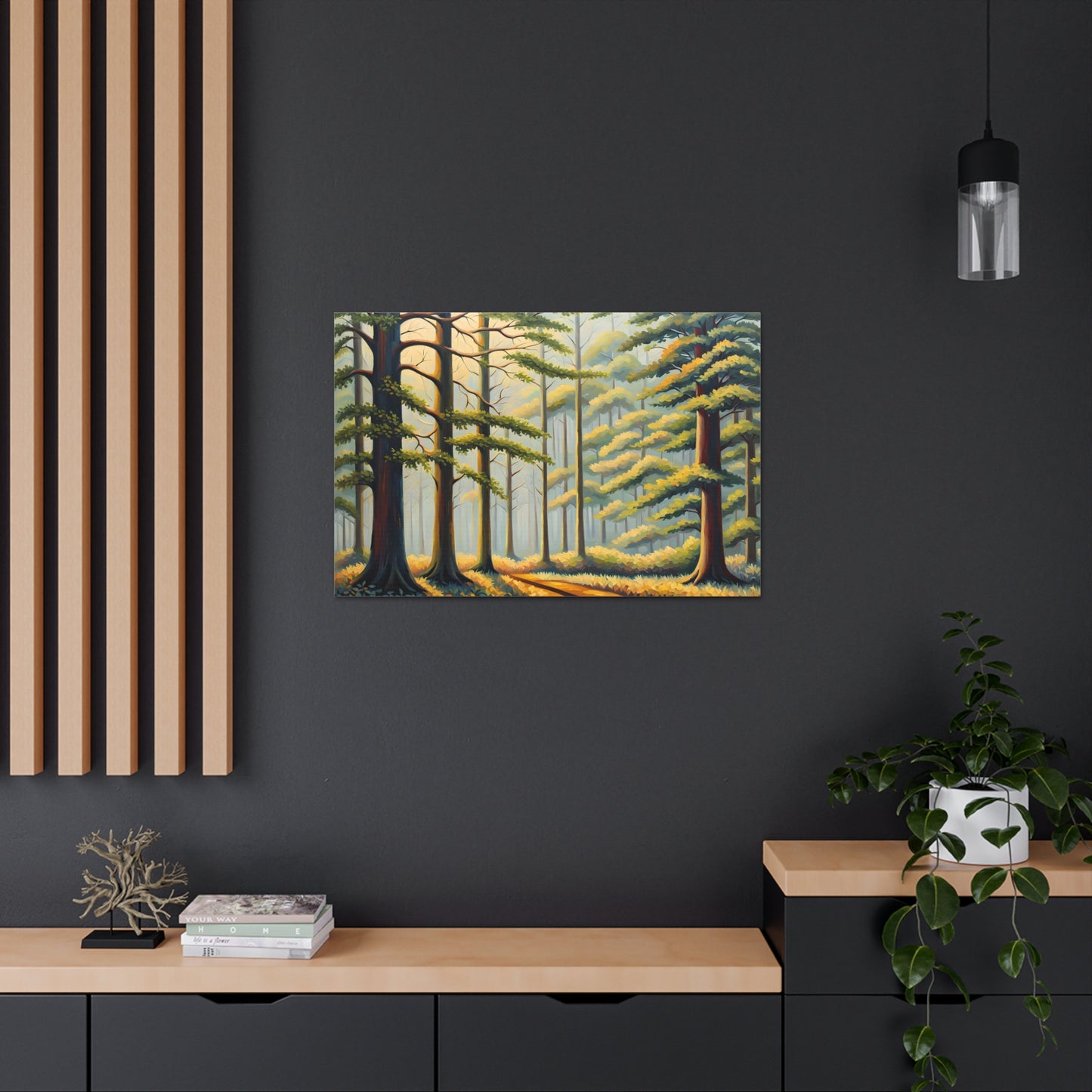 Evergreen Vista: Classic Oil Painting Wall Décor