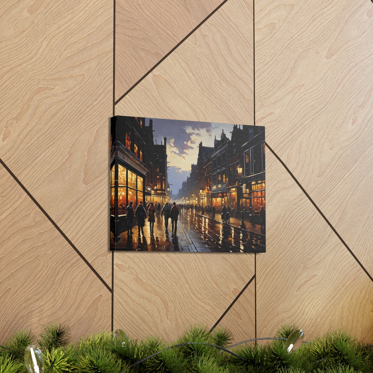 Street Scape Glow: Classic Oil Painting Wall Décor