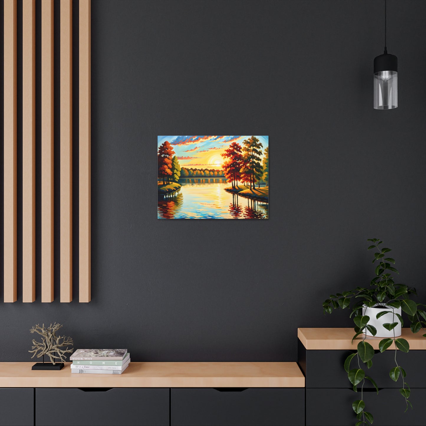 Crimson Horizon: Classic Oil Painting Wall Décor