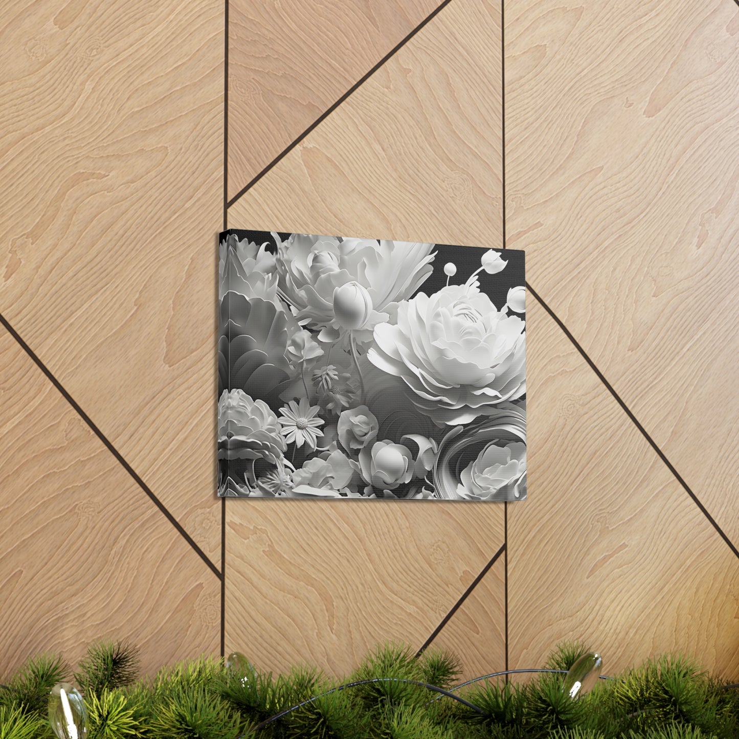 Marble Petals: Black and White Wall Décor