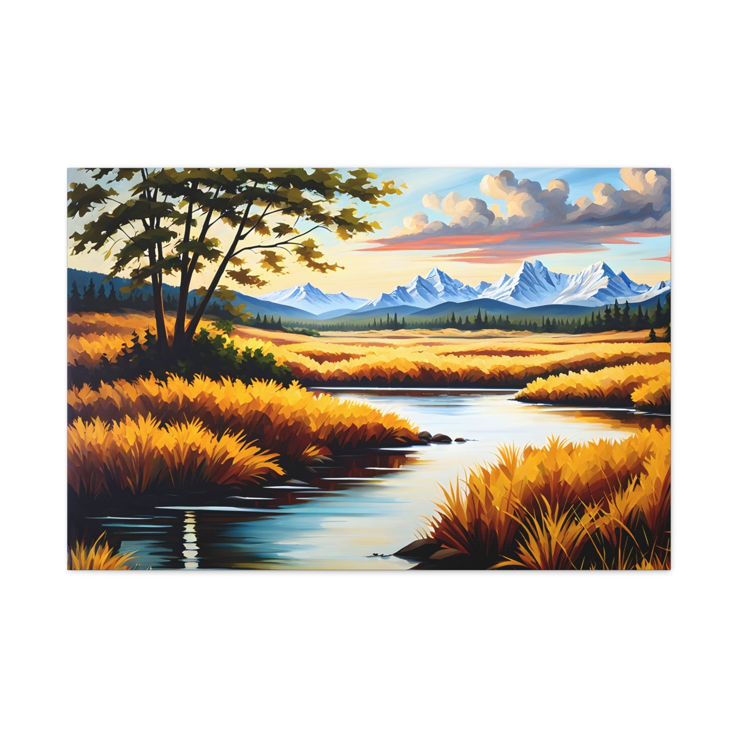 Golden Serenity: Classic Oil Painting Wall Décor