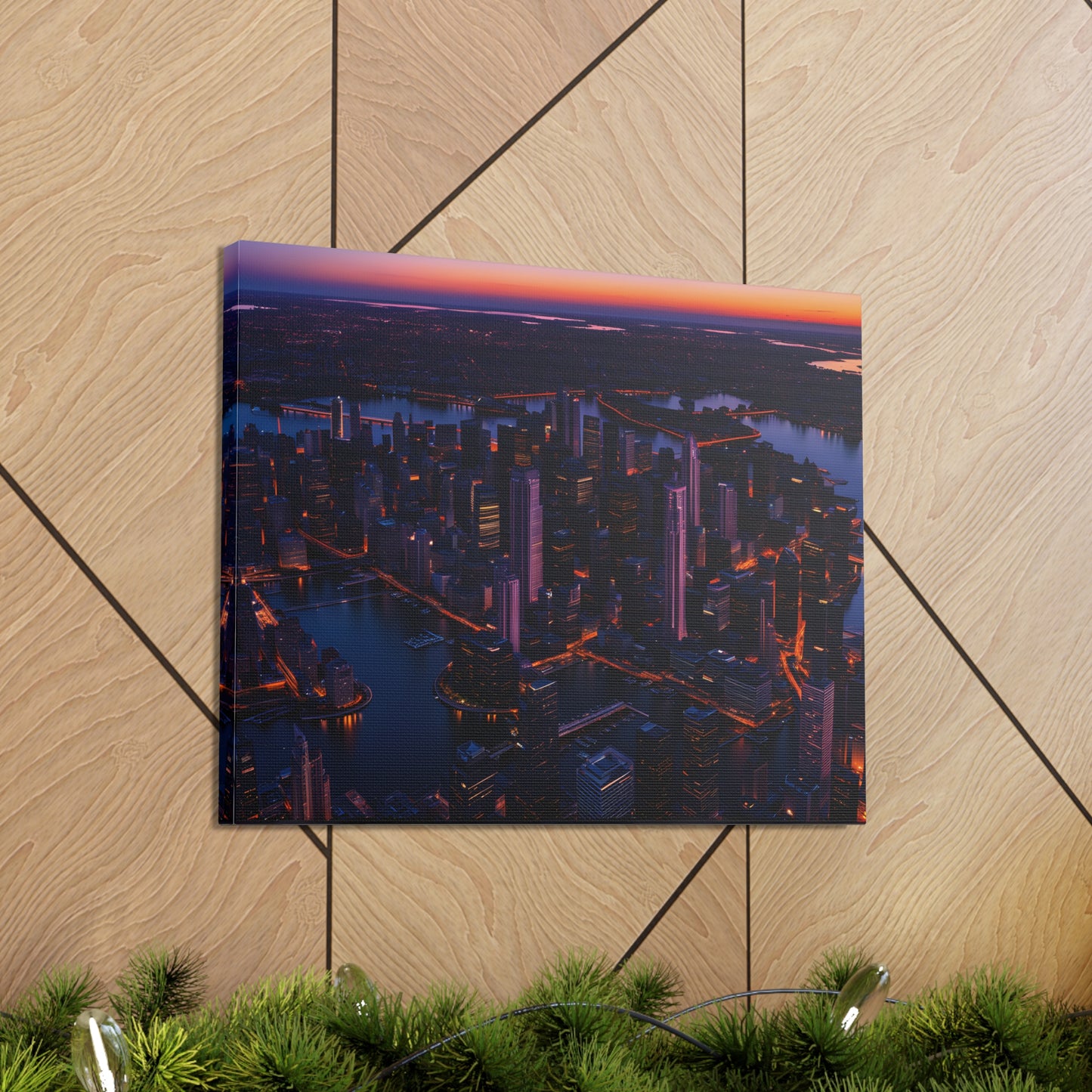 Dusk Over Downtown: Cityscape Wall Décor