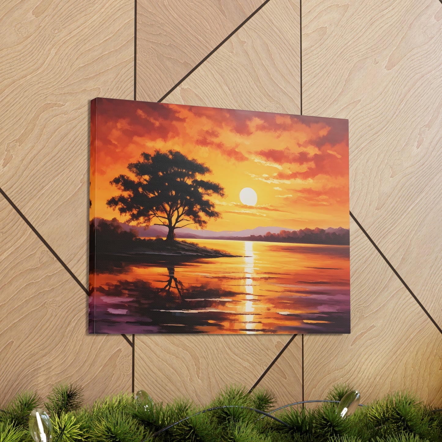 Sunset Cascade: Classic Oil Painting Wall Décor