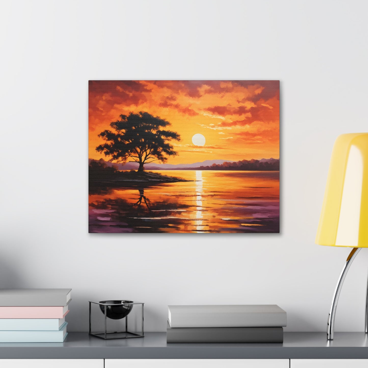 Sunset Cascade: Classic Oil Painting Wall Décor