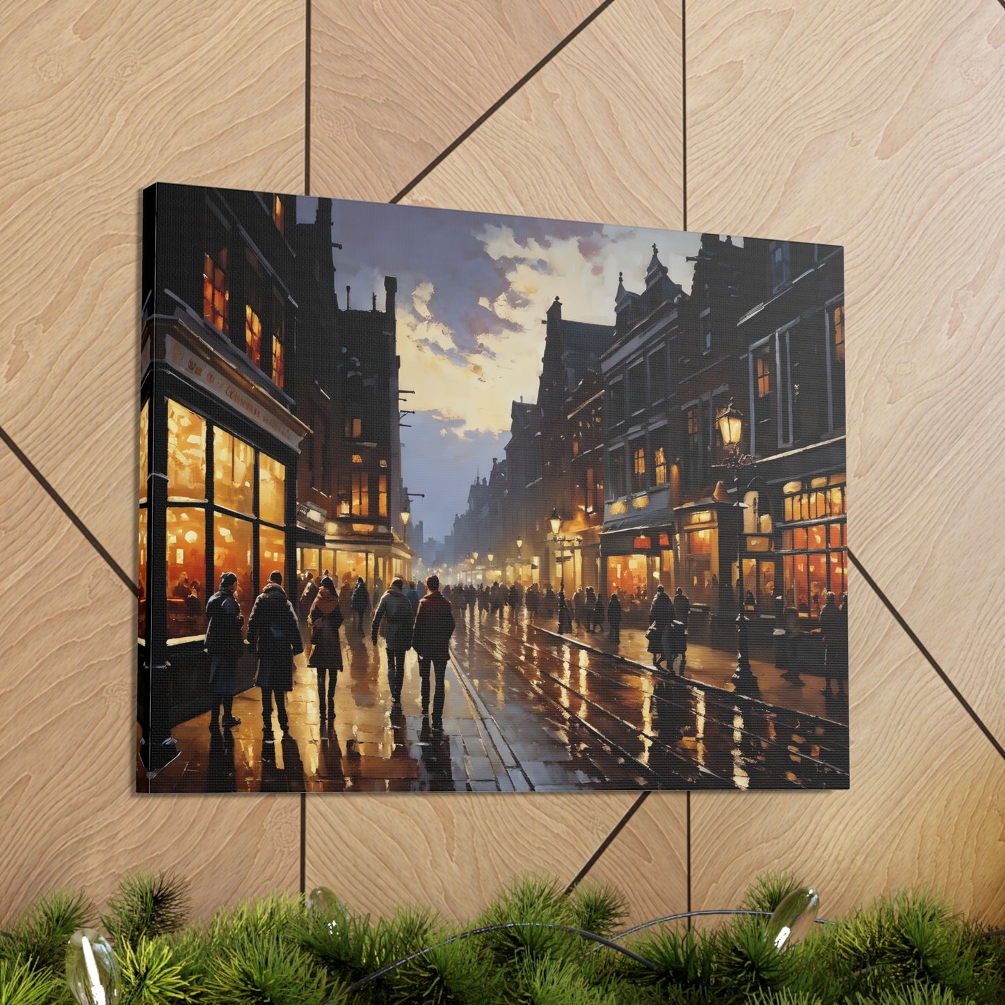 Street Scape Glow: Classic Oil Painting Wall Décor