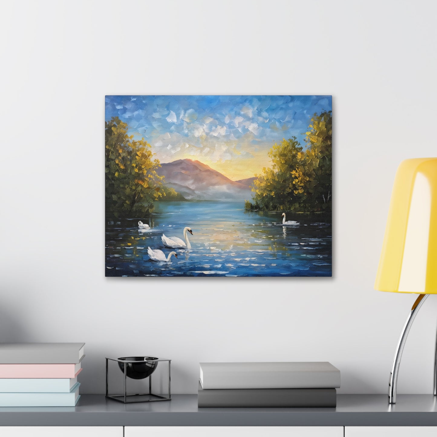 Gliding Swans: Classic Oil Painting Wall Décor