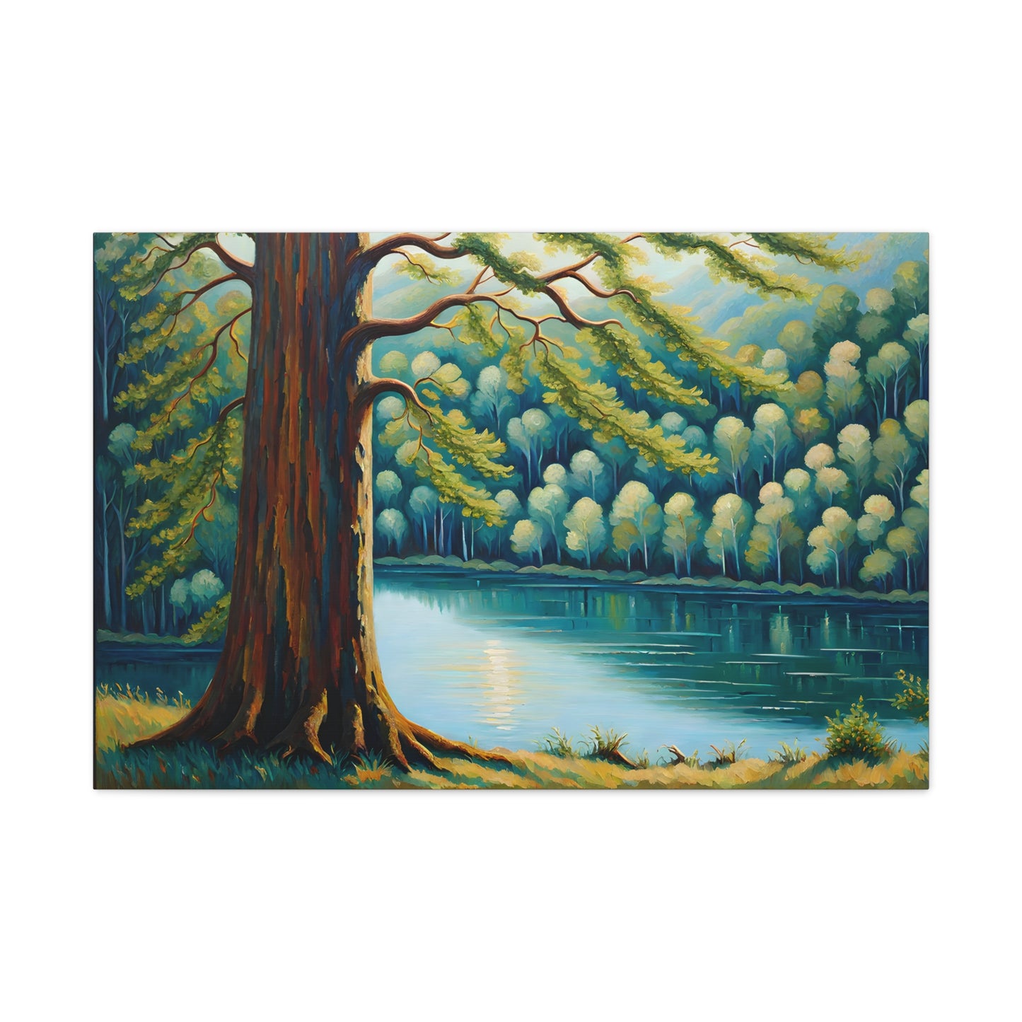 Peaceful River: Classic Oil Painting Wall Décor