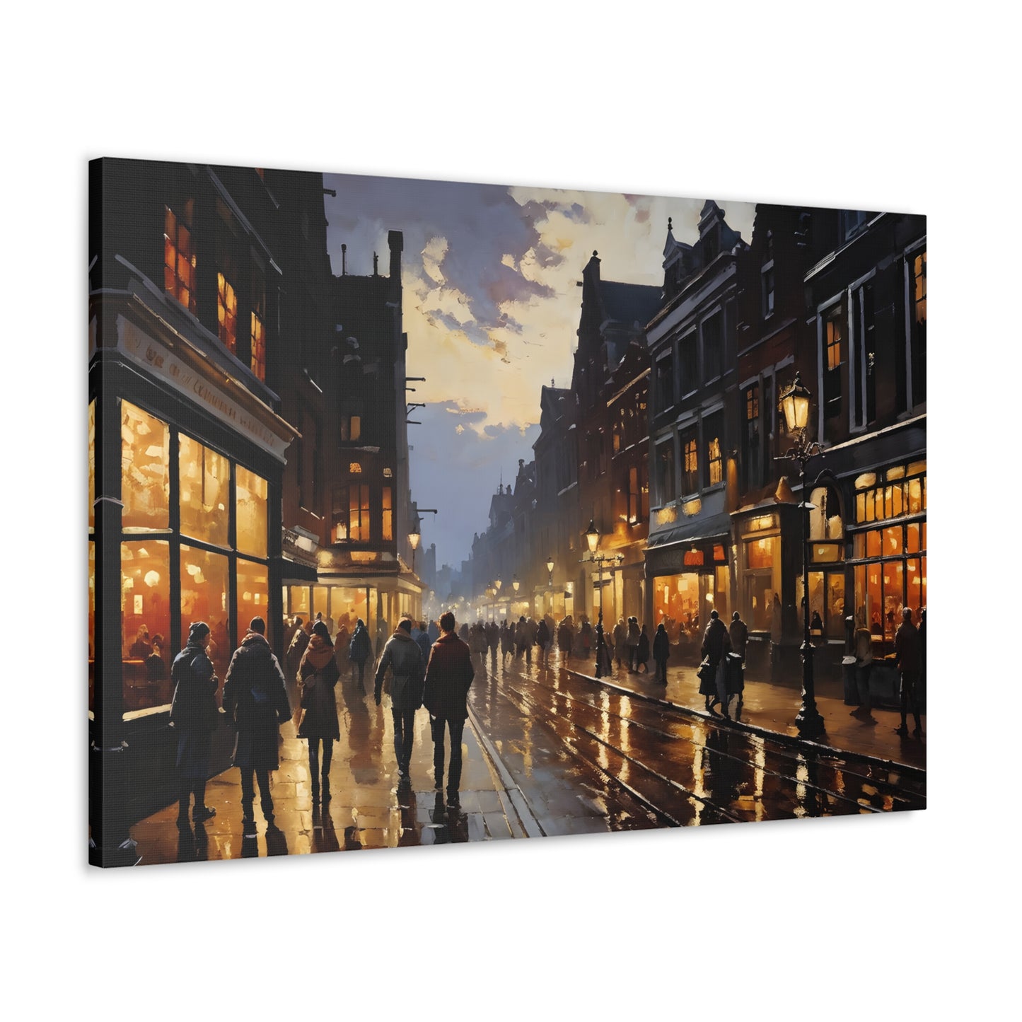 Street Scape Glow: Classic Oil Painting Wall Décor