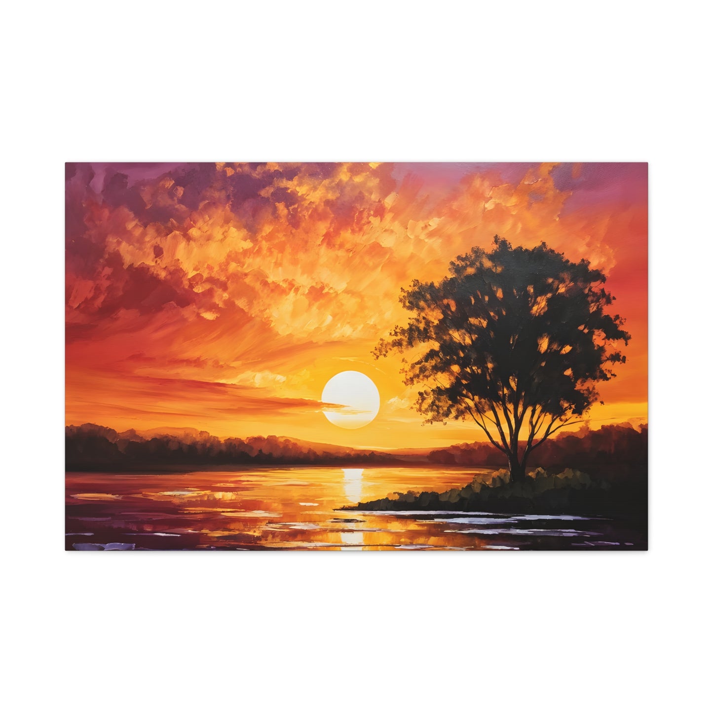 Golden Sunset: Classic Oil Painting Wall Décor