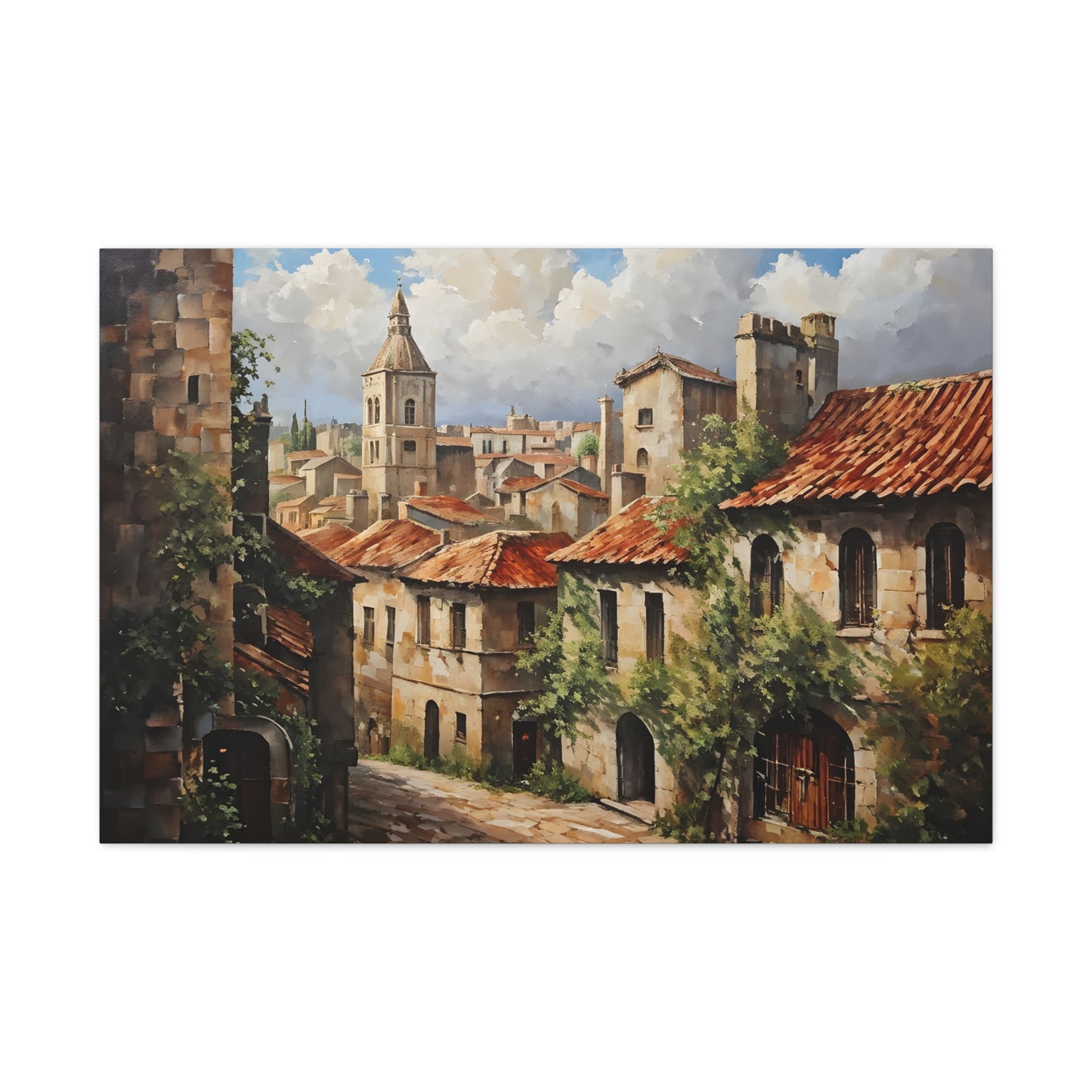 Abandoned Cobblestone: Classic Oil Painting Wall Décor