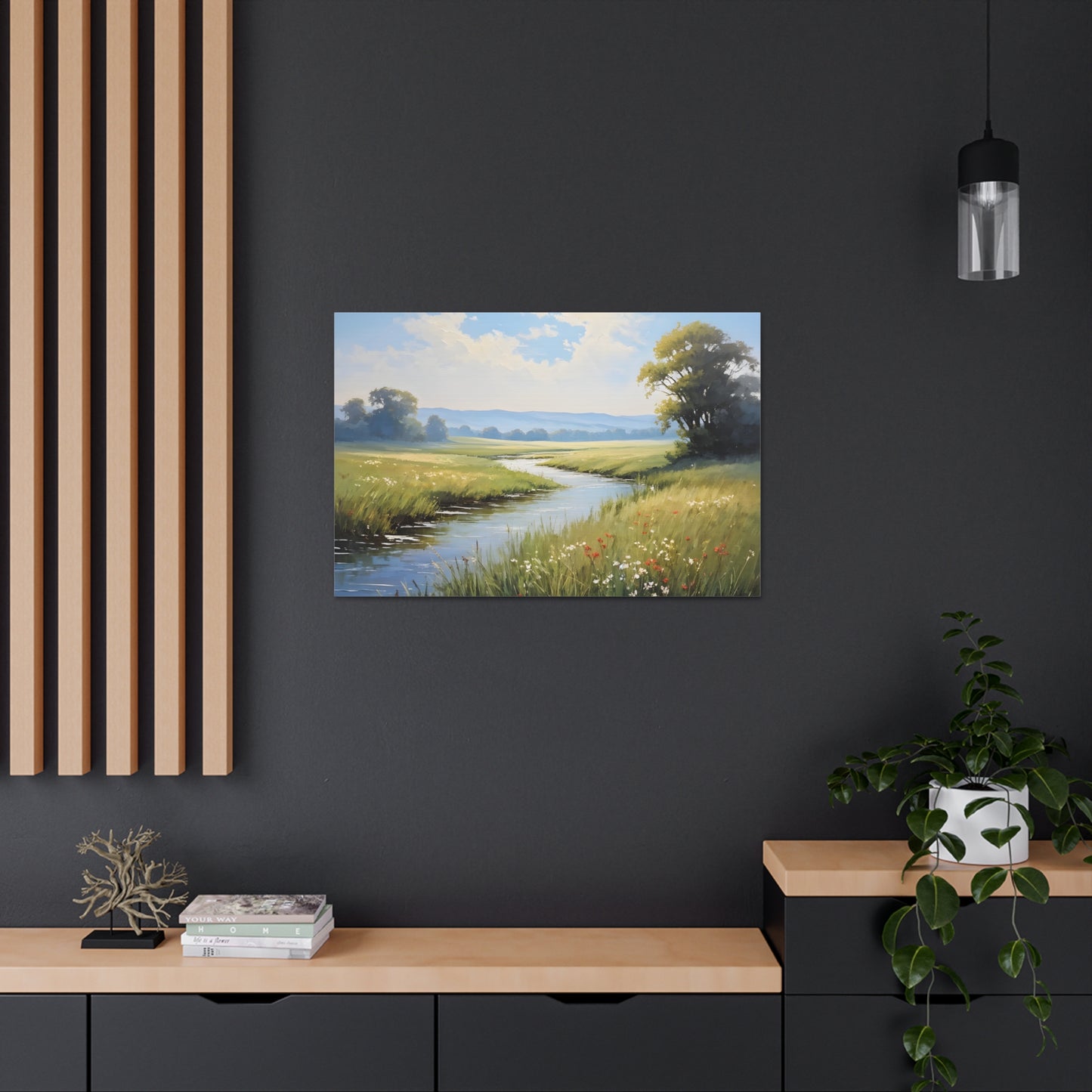 Whispering River: Classic Oil Painting Wall Décor