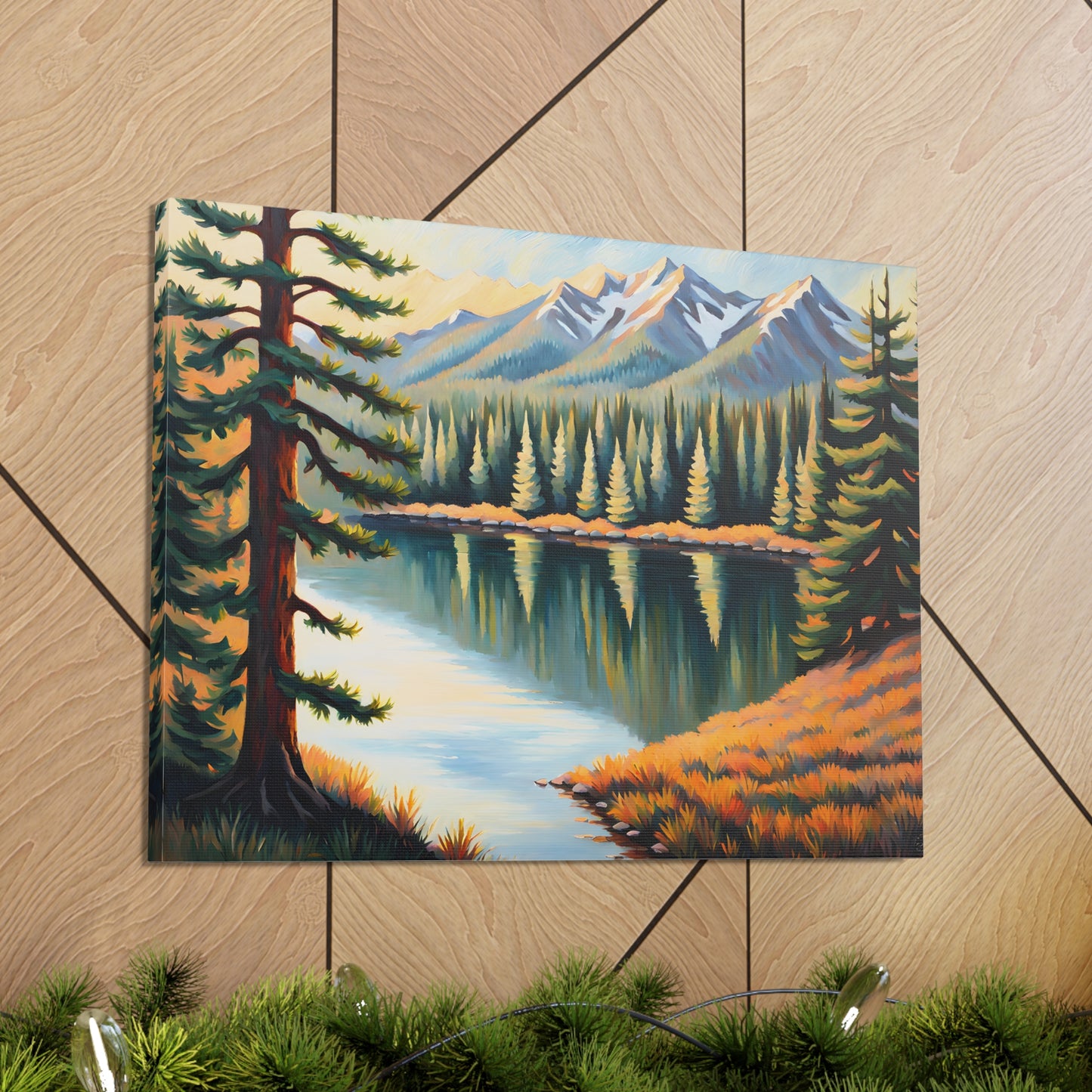 Mountain Reflections: Classic Oil Painting Wall Décor