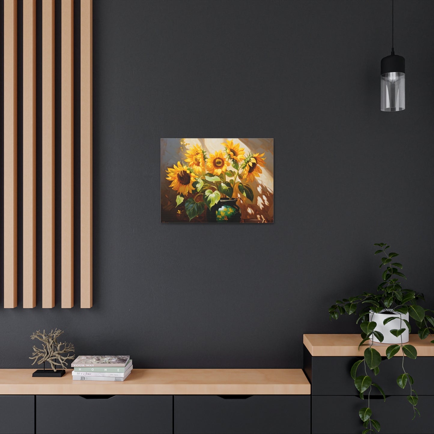 Illuminated Sunflowers: Classic Oil Painting Wall Décor