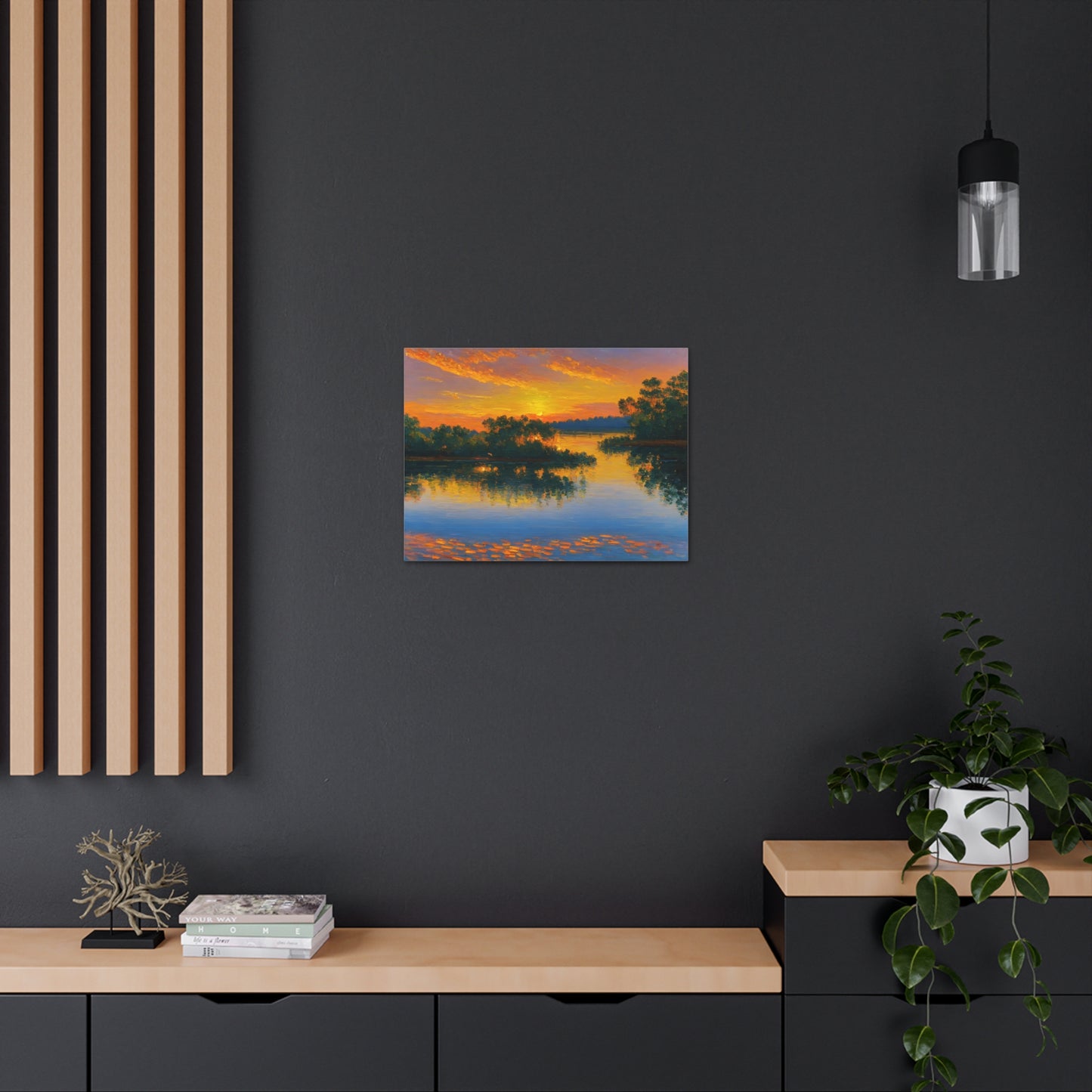 Serene Lakeside: Classic Oil Painting Wall Décor