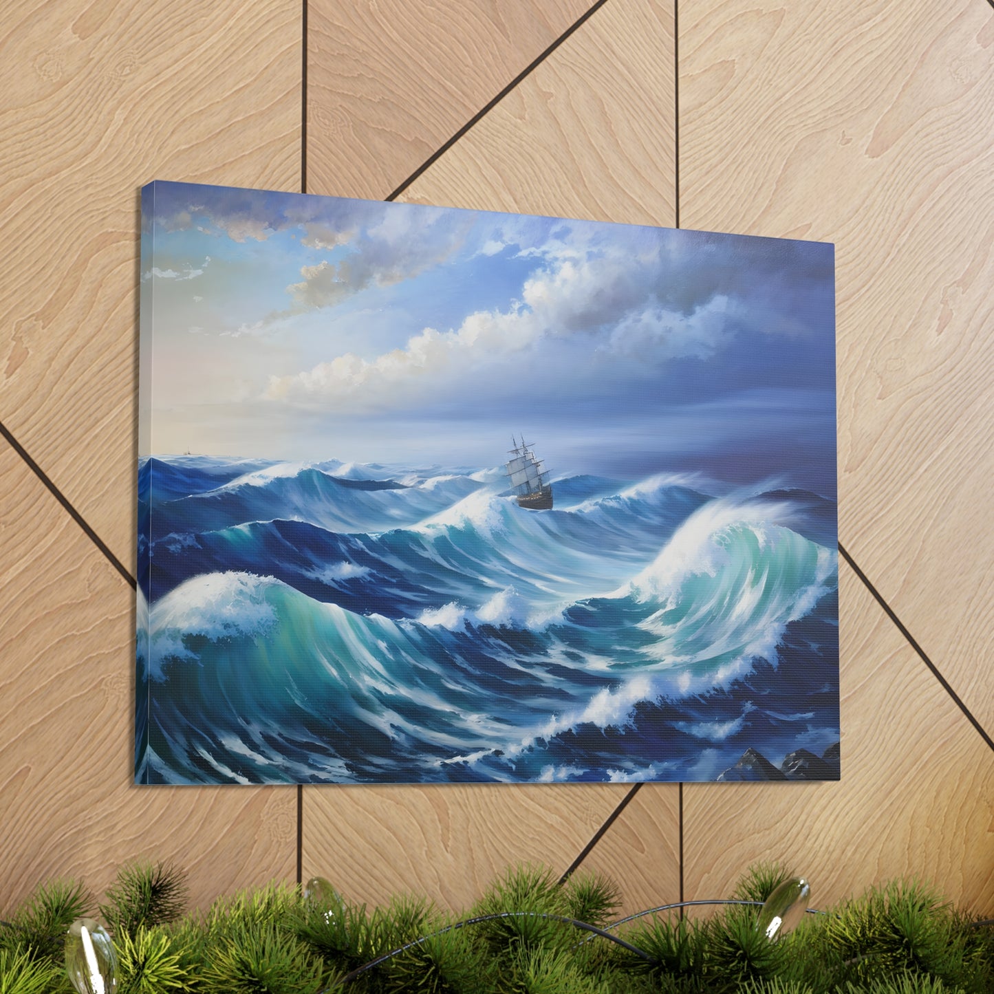 Dramatic Waves: Classic Oil Painting Wall Décor