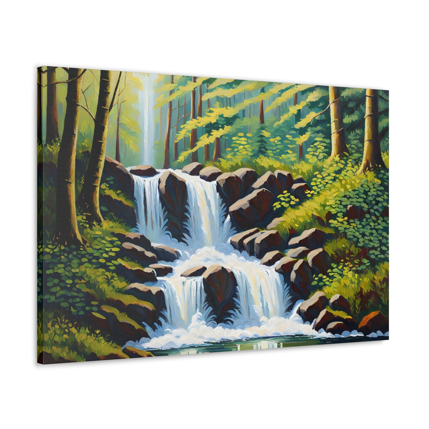 Lush Waterfall: Classic Oil Painting Wall Décor