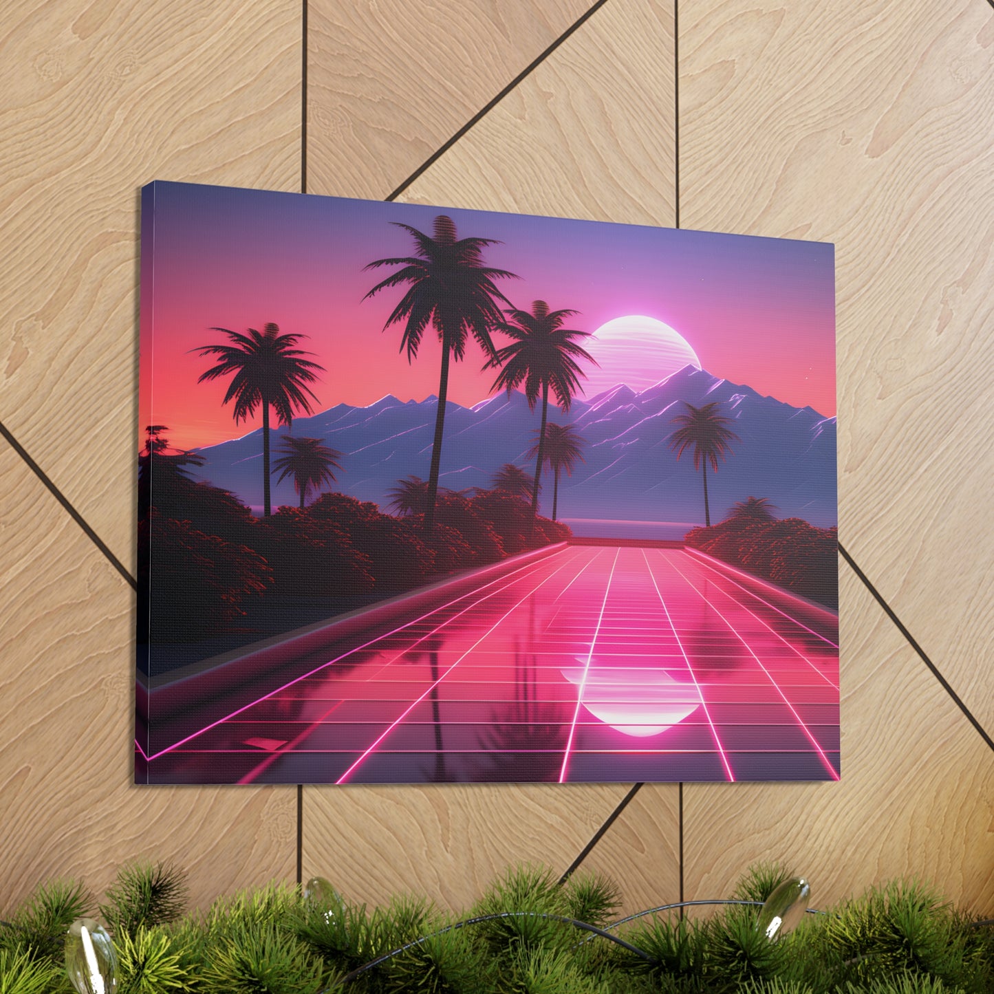 Retrowave Oasis: Outrun Wall Décor