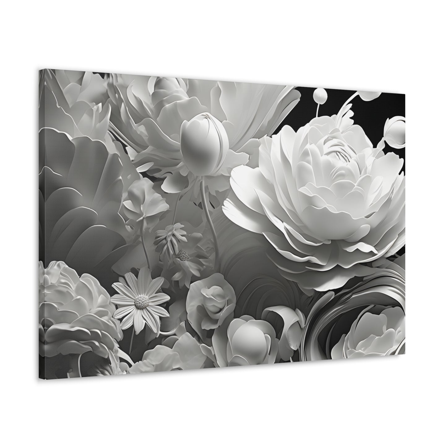 Marble Petals: Black and White Wall Décor