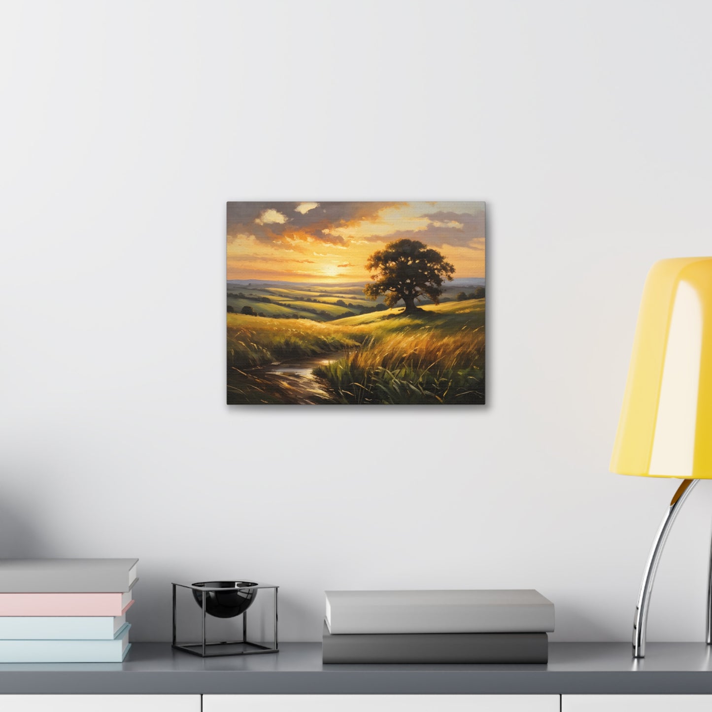 Sunrise Meadow: Classic Oil Painting Wall Décor