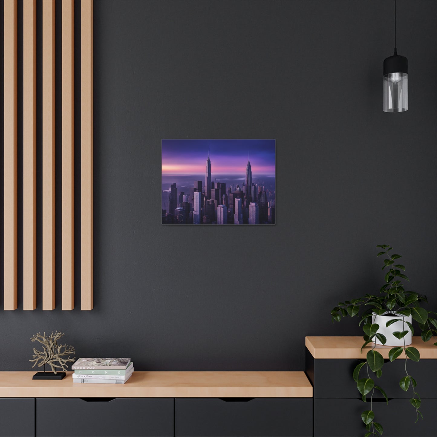 Purple Hues: Cityscape Wall Décor