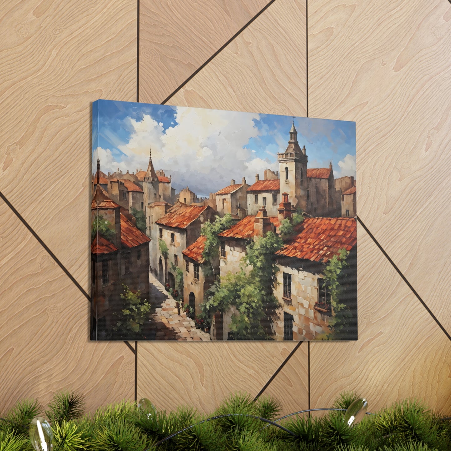 Aged Cityscape: Classic Oil Painting Wall Décor