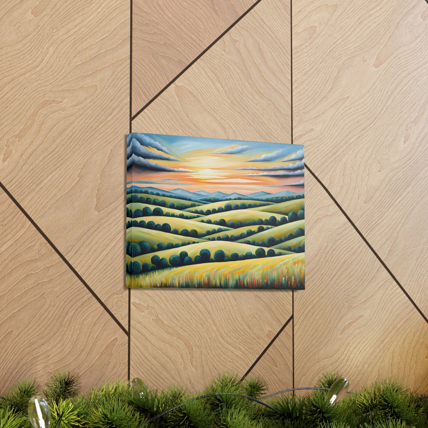 Verdant Hillside: Classic Oil Painting Wall Décor