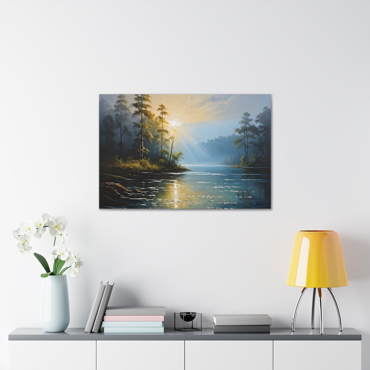 Foggy Lakeside: Classic Oil Painting Wall Décor