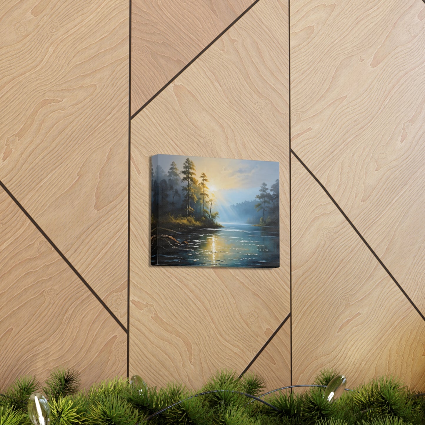 Foggy Lakeside: Classic Oil Painting Wall Décor