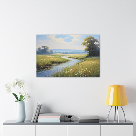 Whispering River: Classic Oil Painting Wall Décor