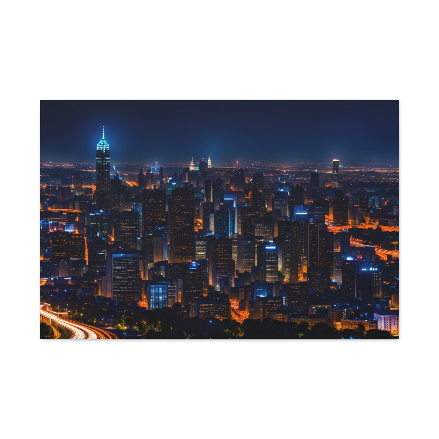 Nightfall Urban Tapestry: Cityscape Wall Décor