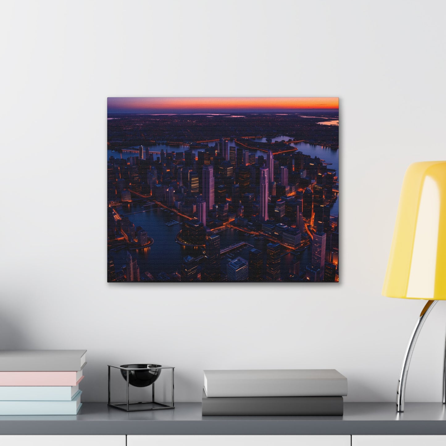 Dusk Over Downtown: Cityscape Wall Décor