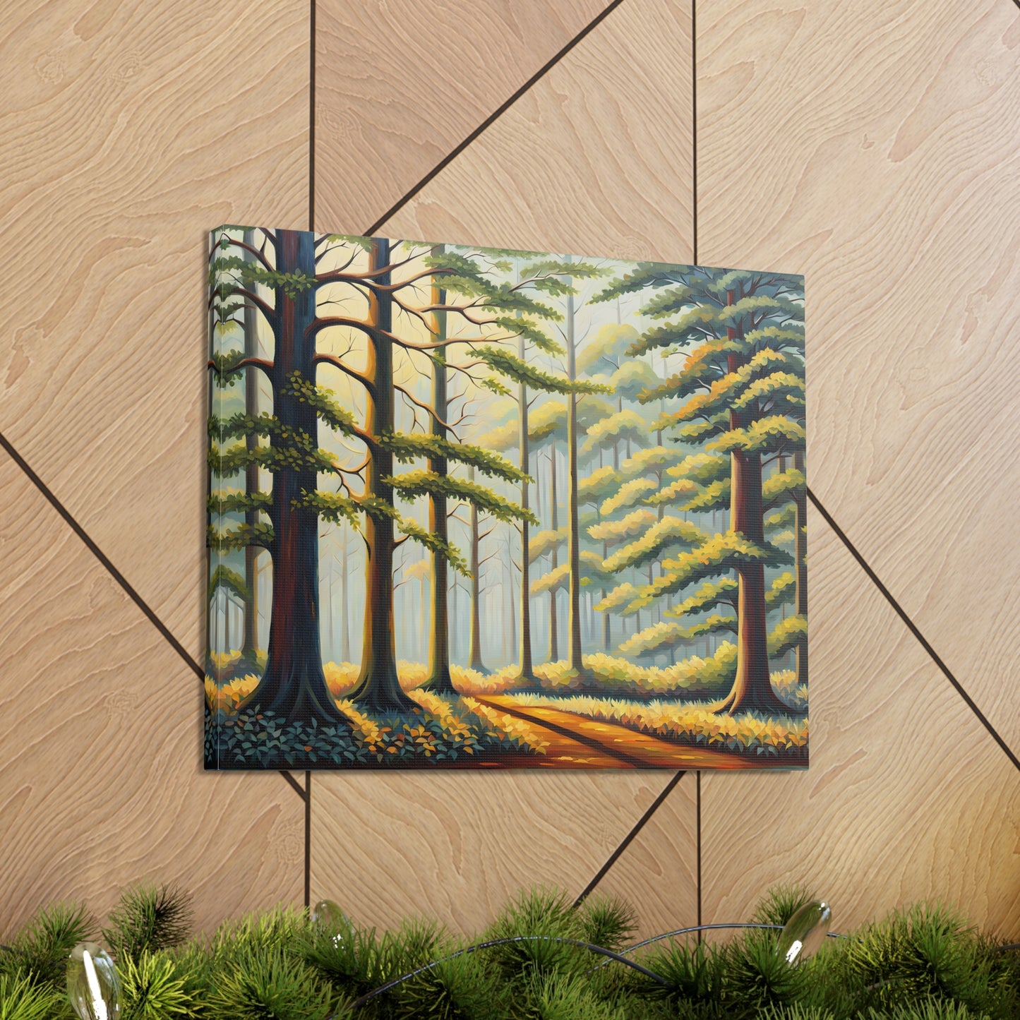 Evergreen Vista: Classic Oil Painting Wall Décor