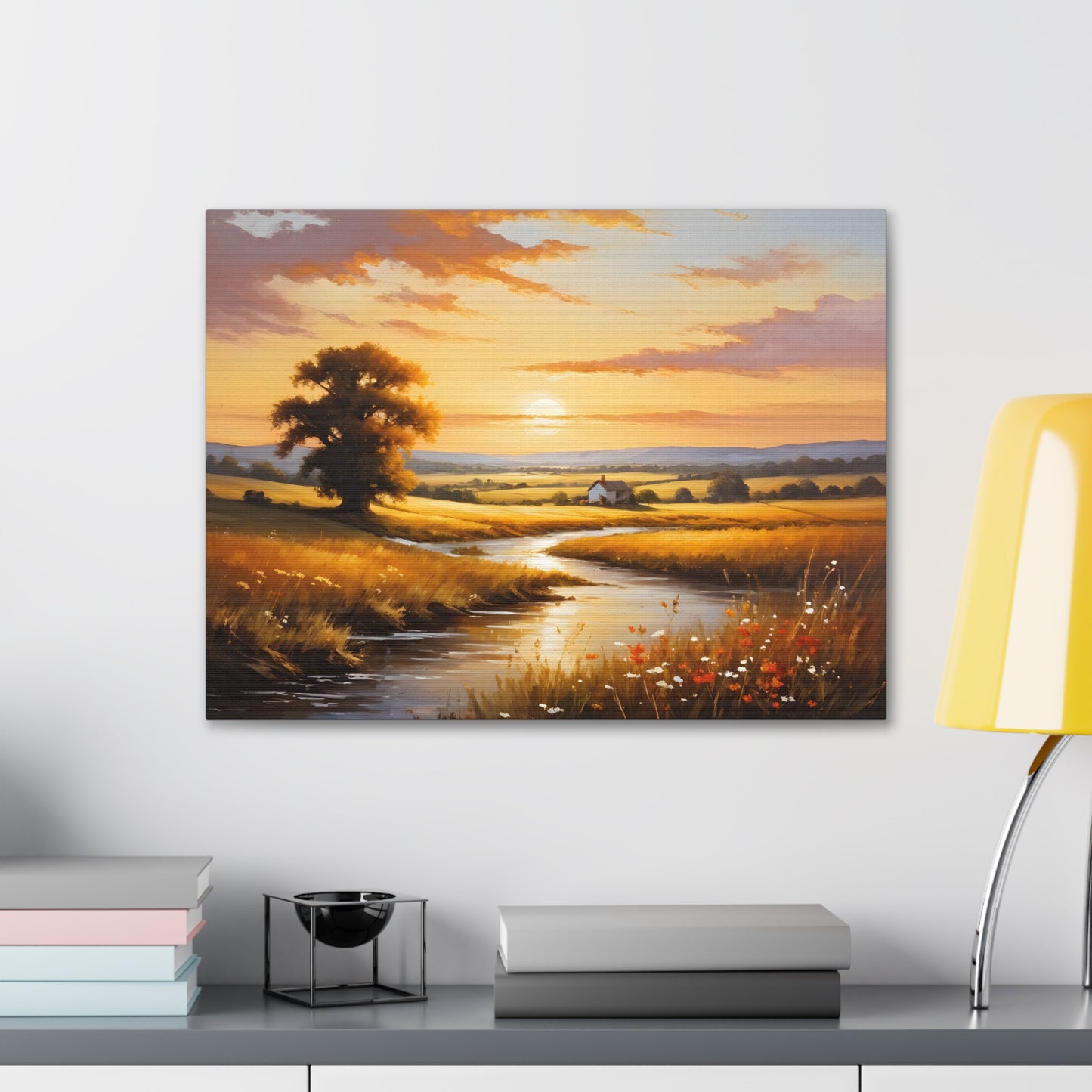 Amber Fields: Classic Oil Painting Wall Décor