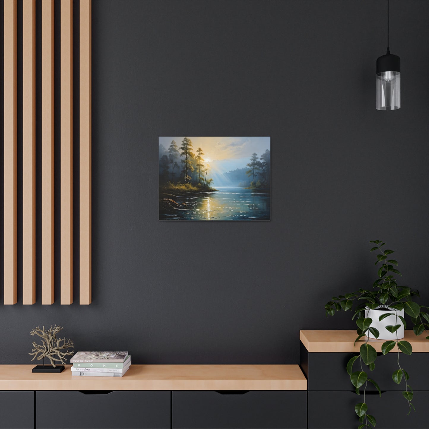 Foggy Lakeside: Classic Oil Painting Wall Décor