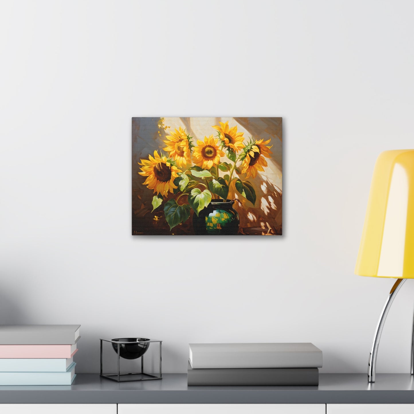 Illuminated Sunflowers: Classic Oil Painting Wall Décor