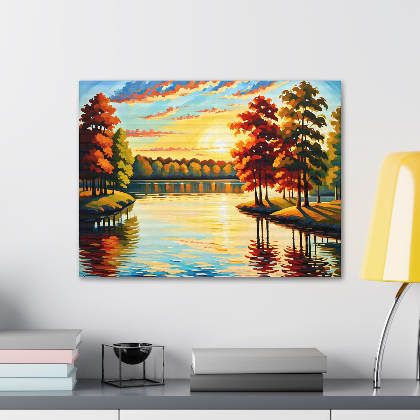 Crimson Horizon: Classic Oil Painting Wall Décor