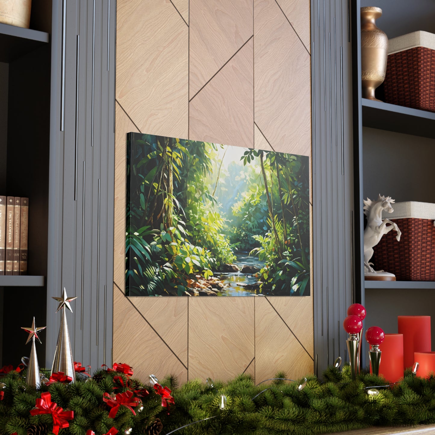 Verdant Stream: Classic Oil Painting Wall Décor