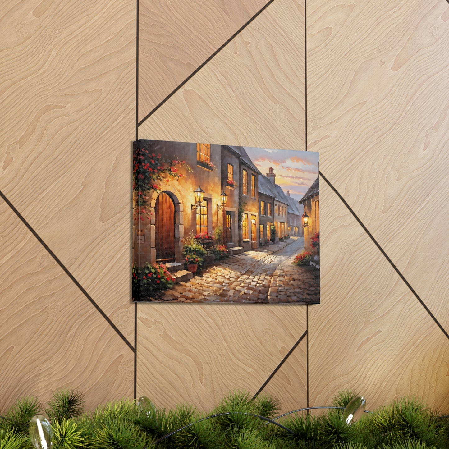 Cobblestone Path: Classic Oil Painting Wall Décor