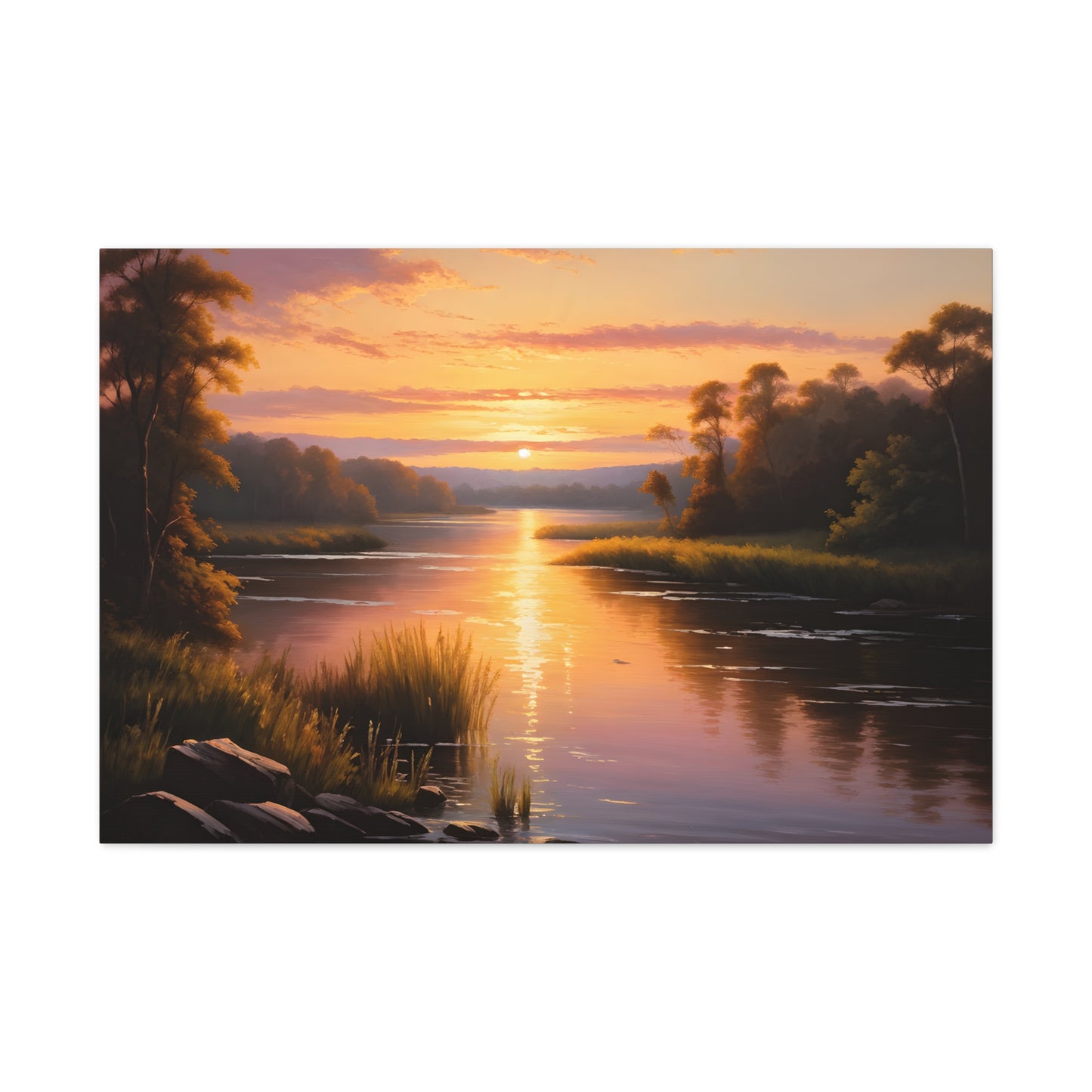 Lush Riverside: Classic Oil Painting Wall Décor