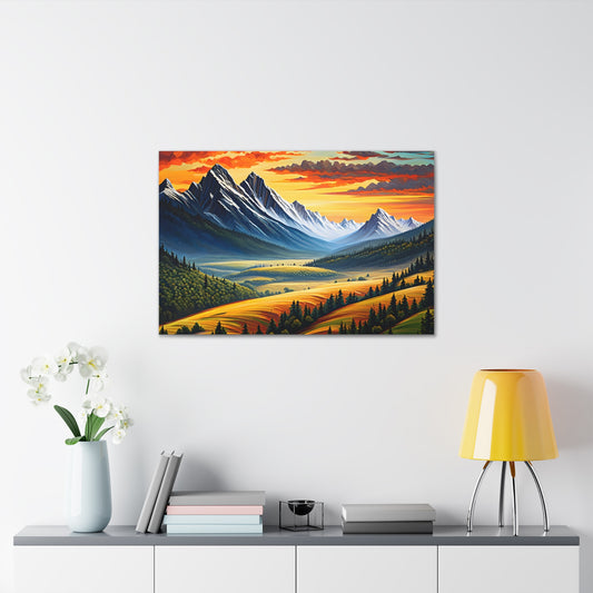 Mountain Echo: Classic Oil Painting Wall Décor