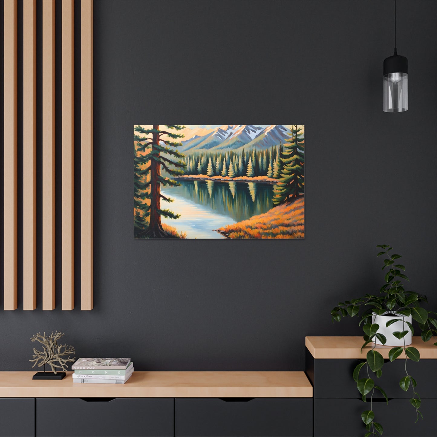 Mountain Reflections: Classic Oil Painting Wall Décor